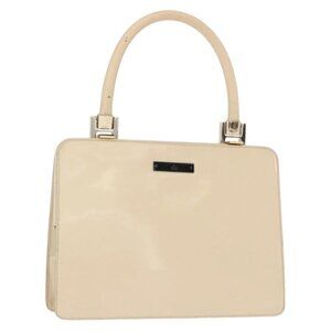 GUCCI Hand Bag Enamel Beige Gold Auth bs31430